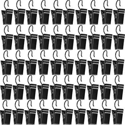 Gordijnclips - Metalen Haken - Decoratie Ophangen - Stevig Metaal - 50 Stuks - Zwart