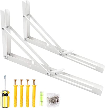 Opvouwbare Plankbeugels - Zware Driehoek Beugels voor Wandmontage en Tafeltafels - Multi Size 14 inch Wit