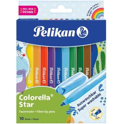 Pelikan 822299, 10 kleuren, Zwart, Blauw, Bruin, Groen, Lichtblauw, Lichtgroen, Oranje, Paars, Rood, Geel, Kogelpunt, 0,6 mm, Verschillende kleuren, 10 stuk(s)
