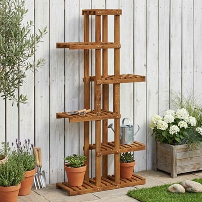 vidaXL - Plantenstand - Naturel - 68 - x - 23,5 - x - 140 - cm - Massief - Acacia - Hout