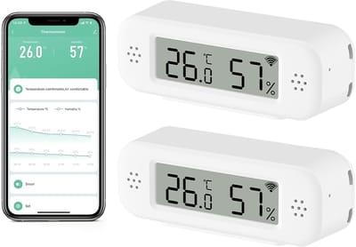Draadloze Wifi Thermometer en Hygrometer Binnen met Display en App Melding | 2 Stuks