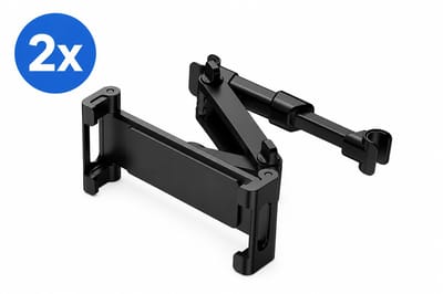 UDUTCH Luxe Auto Tablethouder Set (2 Stuks) – Universele Hoofdsteun Houder voor Tablet & Smartphone – 360° Draaibaar – Zwart