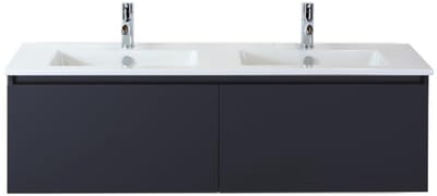 Frozen Badmeubelset 140 cm - Greeplijst in Kleur - Zwart Mat - Keramische Wastafel Wit 2 Kraangaten