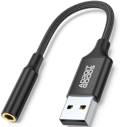 AdroitGoods Premium USB A Naar 3.5mm Aux Audio Jack Adapter - Adapters Stereo Geluidskaart - USB-Kabels Audiokabel - Connector Zwart