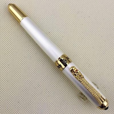 Elegante witte en gouden vulpen met drakenclip voor professioneel gebruik en cadeau's