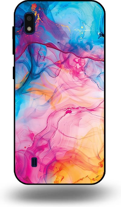 Smartphonica Telefoonhoesje Geschikt voor Samsung Galaxy A10 met Regenboog Acryl Marmer Opdruk - TPU Backcover Case Rainbow Acrylic Marble Design geschikt voor Samsung Galaxy A10