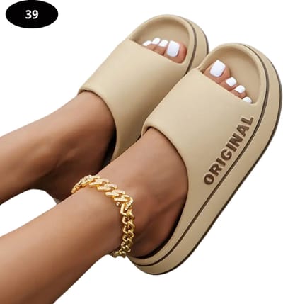 Livano Badslippers Dames - Comfortabel - Flip Flops - Sauna - Zomer - Beige - Maat 39