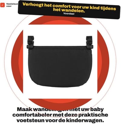 Voetensteun Slijtvast - Voetensteun Kinderwagen - Voetensteun voor YOYA/VOVO - Zwart - 32 x 21 cm - Oxford-doek - Kinderwagenaccessoire