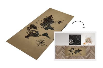 Keukenloper - Loper keuken - Wereldkaart - Vormen - Windroos - 120x50 cm - Keukenloper vinyl