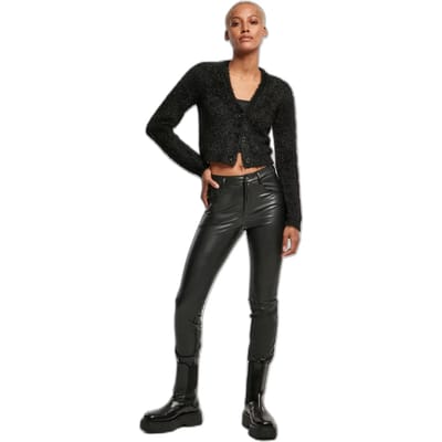 Urban Classics - Cropped Feather Cardigan - XL - Zwart