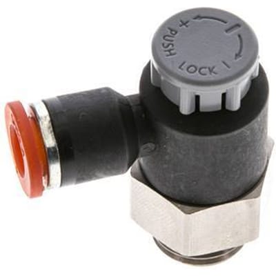 L-stuk Regelventiel 6 mm - G1/4'' Regeling-in Messing/Nylon Borgmoer