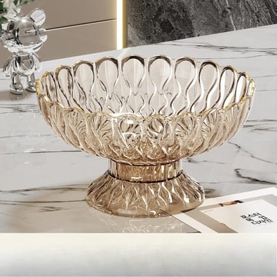 Nieuwe Luxe Fruitplateau Huis Koffietafel Hoge Kwaliteit Afvoer Verdikt Waterdruppelpatroon Hoge Voet Fruitplateau Snoepplateau