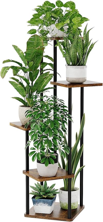 Plantenstandaard Binnen Hoge Planken Voor Meerdere 5-laags Planten Hoek Plantentafel Gestapelde Bloemenstandaard Voor Woonkamer Slaapkamer Balkon Bruin