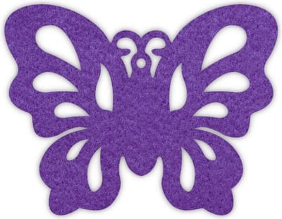 Vlinder onderzetter - Vilt - Paars - 6 stuks - 10,5 x 9,5 cm - Tafeldecoratie - Glas onderzetter - Cadeau - Woondecoratie - Woonkamer - Tafelbescherming - Onderzetters Voor Glazen - Keukenbenodigdheden - Woonaccessoires - Tafelaccessoires
