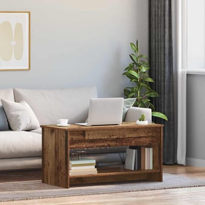 vidaXL - Salontafel - Oud - Hout - 80 - x - 50,5 - x - 41,5 - cm - Bewerkt - hout