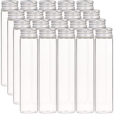 Dailygoods- Glazen Fles 25 ml - Verzegeld - Aluminium Schroefsluiting - Vloeistofmonsterfles - Decoratie Huwelijksgeschenken - Set van 20 - Flesje