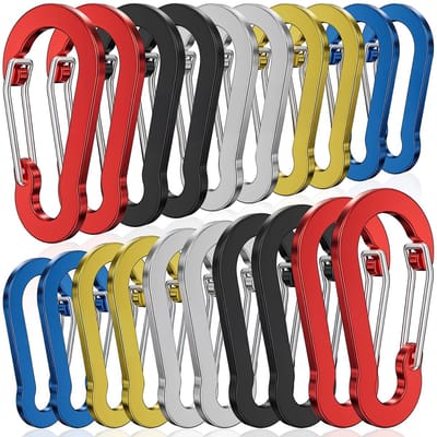 20 Stuks 50mm Multikleur Karabijnhaken Set - Musketonhaak - Carabijn Sleutelhangers voor Volwassenen - D Carabiners - Karabijn haak Keychain - Klein Karabijnsluitingen en ringetjes - DIY Hobby Musketon Sluiting - Mini Karabiners - Carabijnhaak