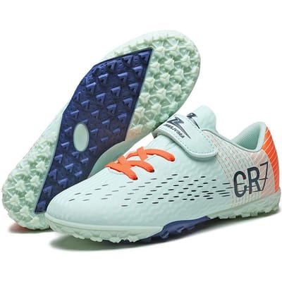 Tiener Student CR7 Lage Voetbalschoenen Jongens Meisjes, TF AG Noppen Kunstgras Buiten Training Voetbalschoenen 28 blue
