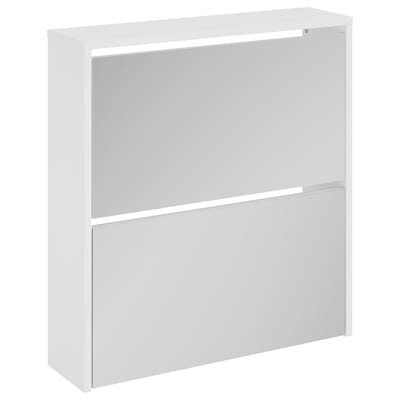 vidaXL - Schoenenkast - met - spiegel - 2-laags - 63x17x67 - cm - hoogglans - wit