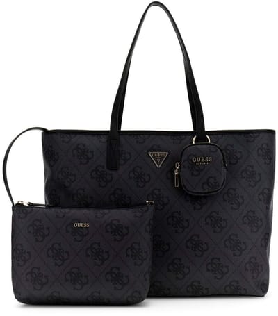 GUESS shopper schoudertas met laptopvak Power Play II Large Tech Tote Coal Logo donkergrijs