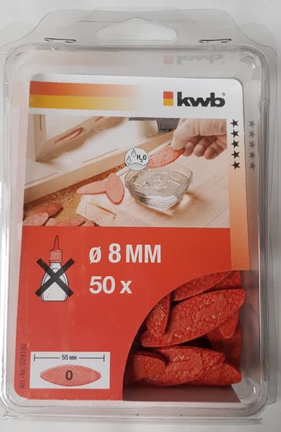 KWB Voorgelijmde houtverbindingsplaatjes, 55x8x4mm, Artnr. 029130