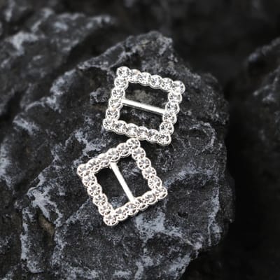 Beste Veters - Schoenaccessoires - Veter gesp - Schoenbedels - Diamant - Schoenaccessoires vierkant - Veter gesp zilver - Kerst