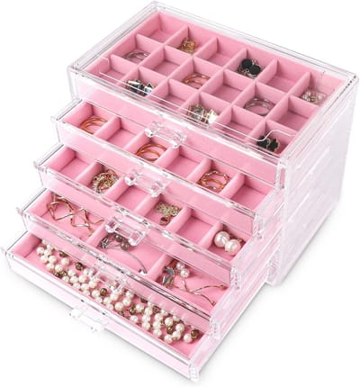 Sieraden Organizer met 5 Lades | Stapelbare Oorbellenhouder voor Ringen en Armbanden