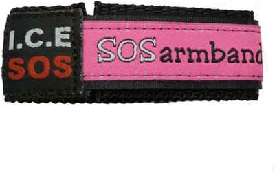ICE SOS armband roze MEDIUM (9 tm 12 jaar). origineel om cadeau te geven.