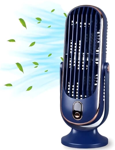 Krachtige Ventilator - Oplaadbare + 180graden Kantelbare Ventilator - 5Modi/Standen - Draagbare Hand + Tafel Ventilator - Perfecte Reiseditie - Kleur: Blauw