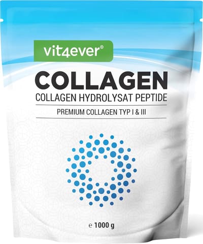 Collageen Poeder 1000 g - 100% Bioactief Collageenhydrolysaat Peptiden - Collageen Type 1 & 3 - Neutrale smaak - Geen additieven - Vit4ever