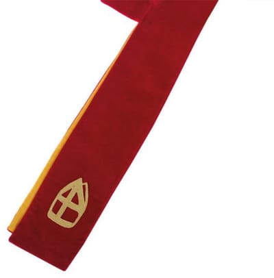Witbaard Stola Sinterklaas Fluweel Rood/goud