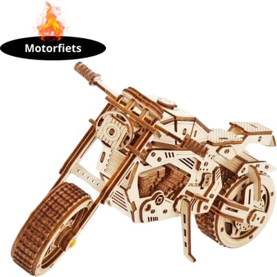 Livano Bouwpakket Hout - Kinderen - Volwassenen - Bouwpakketten Volwassenen - Boot - Houten Puzzel - 3D - Motorfiets