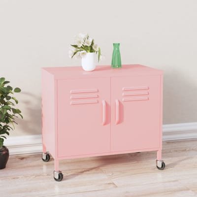 vidaXL - Opbergkast - 60x35x56 - cm - staal - roze
