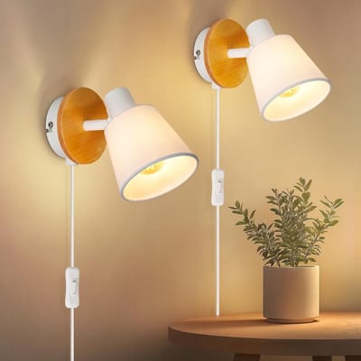 Wandlamp Binnen met Snoer - Wandlamp met Stekker voor Binnen - met Dimbare Schakelaar - Industrieel en Vintage - Sfeerlamp