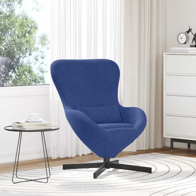 vidaXL - Eivormige - stoel - Politieblauw - 63 - x - 73 - x - 90 - cm - Fluweel