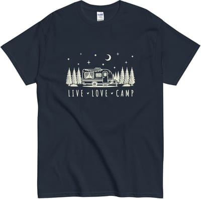 Dames Heren T Shirt - Kamperen - Outdoor en Camping Liefhebber Shirt - Blauw - M