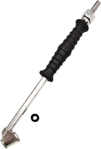 Banden Lucht Pomp - Dubbele Kop - Bandenspanning Controleren - Verlengde Toegang - 10 Inch - Zilver
