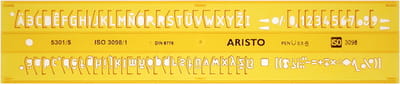 Aristo lettersjabloon - afmetingen 180x40mm - letterhoogte 5mm - H-profiel - oranje transparant - AR-5301/5