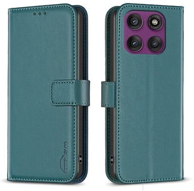 BINFEN Hoesje - Geschikt voor Motorola Edge 60 Pro Hoesje - BINFEN Color Book Case - Groen