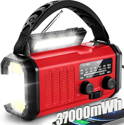 Noodweerradio 37000mAh Draagbare NOAA AM FM Handbediende en Zonne-oplader voor Nood en Buiten