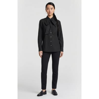 Karl Lagerfeld Retro Poplin Bow Blouse Black Taglia: 40 | Magliette intime Outlet | Donna | Nero