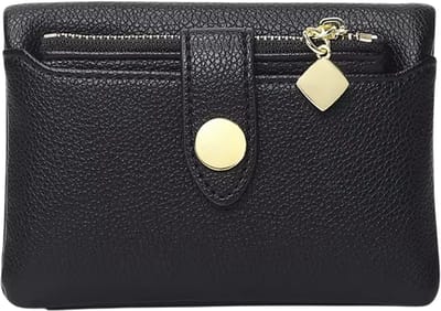 Modieuze Dames Portemonnee – Draagbare Dubbele Vouw, Korte Multifunctionele Geldtas voor Munten, Kaarten, Contant Geld en Kleine Accessoires - Zwart