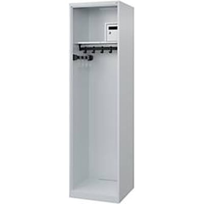 Brandweerkluis C+P Evolo Flexo, 1 vak, zonder helmhouder, vloerglijders, B 500 x D 500 x H 1850 mm, RAL 7035 lichtgrijs