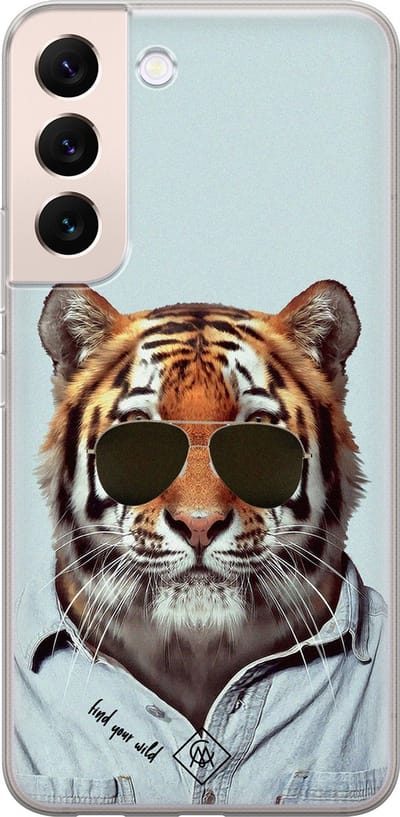 Casimoda® hoesje - Geschikt voor Samsung S22 Plus - Tijger Wild - Backcover - Siliconen/TPU - Blauw