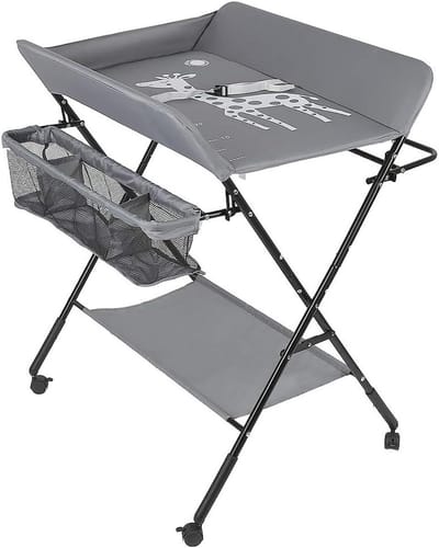 Opvouwbare en draagbare verschoontafel voor baby's, in hoogte verstelbaar, met Oxford-stof en metalen frame, geschikt voor maximaal 50 kg