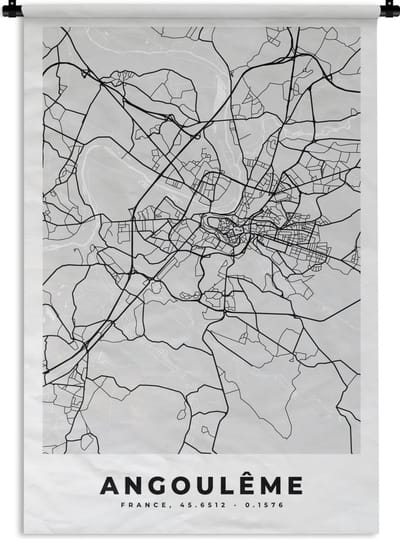 Wandkleed - Wanddoek - Stadskaart – Frankrijk – Kaart – Angoulême – Plattegrond - 120x180 cm - Wandtapijt