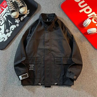 Jas Heren Trendy Katoenen Jas Losse Warme Katoenen Jas Katoenen Jas Alles-match Dikke Eenvoudige Broodjas S zwart