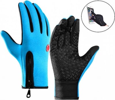 Luxe Winter Handschoenen Met Touch Tip Gloves - Fietshandschoenen Touchscreen Gloves - Voor Fiets/Scooter/Sporten/Wandelen - Winddicht Met Heerlijk Warme Fleece Voering - Winterhandschoenen - Voor Dames/Heren - Medium (Valt Klein - Blauw