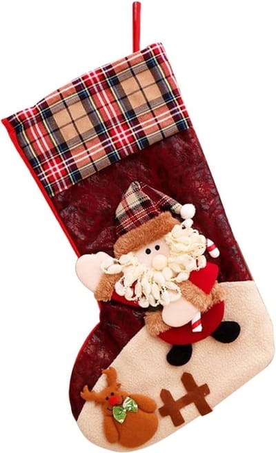 Grote Kerstman Sokken voor Vulling, Cadeautas voor de Open Haard, Versiering voor de Kerstboom, Snoepzak en Cadeauverpakking