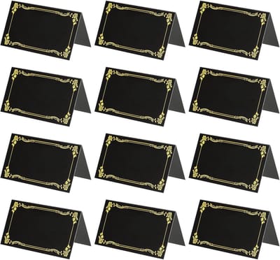 100 Pack Gereserveerde Tafel Borden, Gouden Rand Afdrukken Tafels Tent Blanco Kaart, Zwart